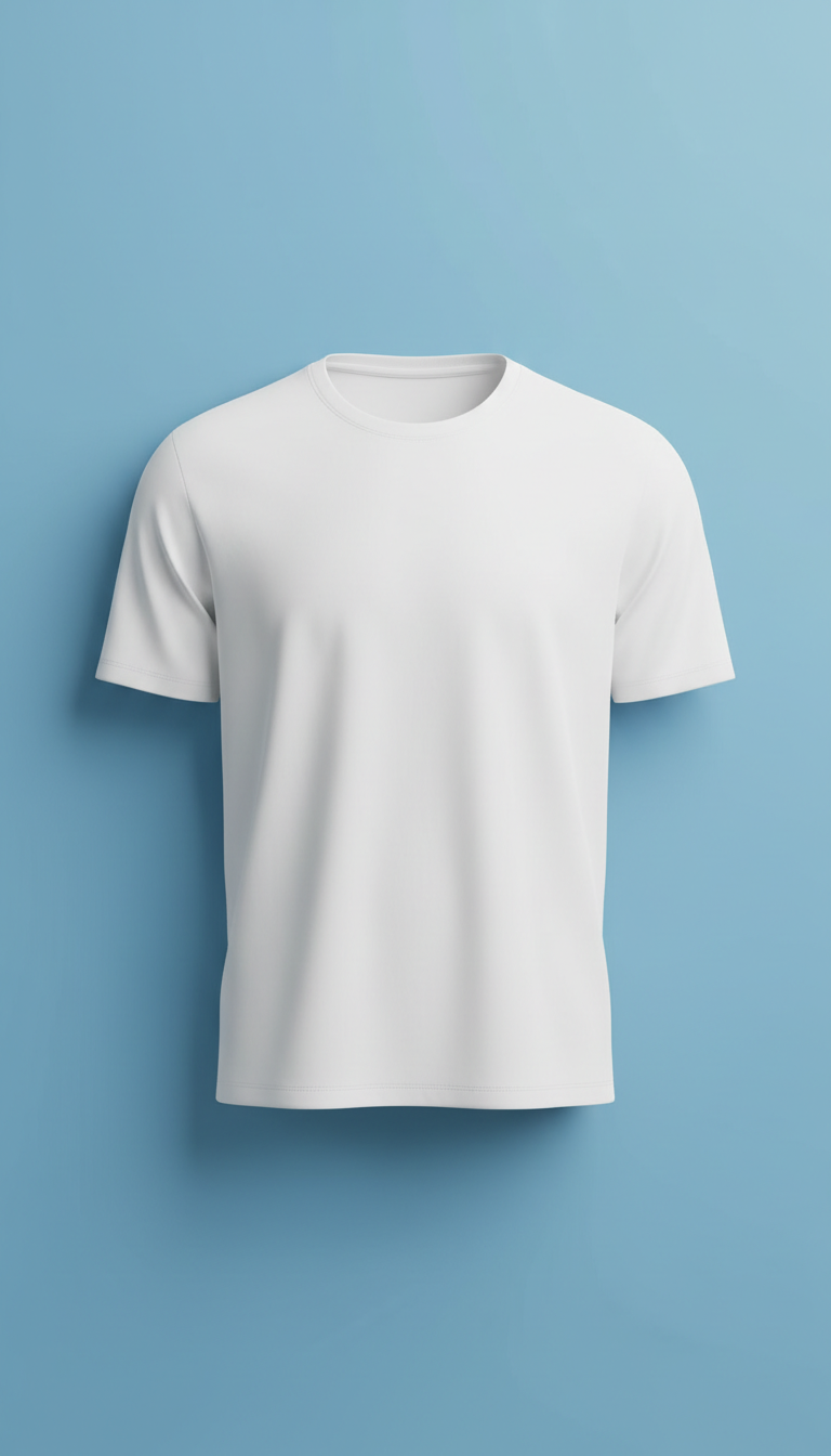 Men’s White Crewneck Tee Shirt Cotton Blend